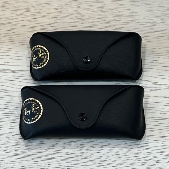 LOT of 2 RAY BAN BLACK SOFT LEATHER SUNGLASSES GLASSES STORAGE SNAP CLOSURE CASE - Picture 2 of 5